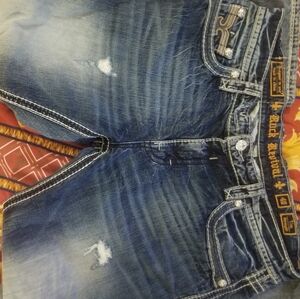 Blue Distressed Denim Shorts